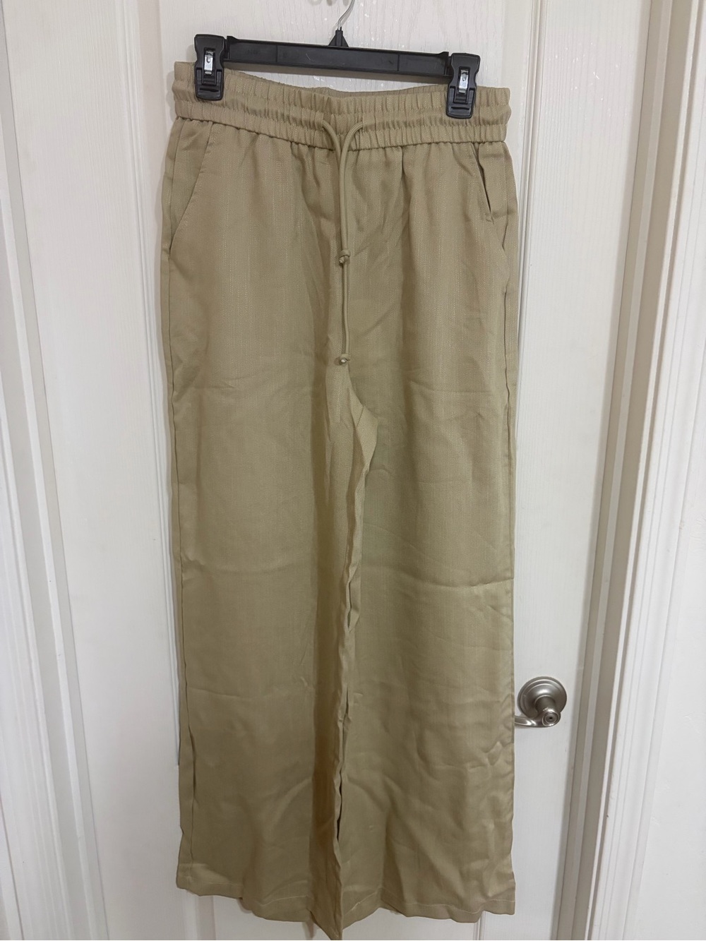 Halara High Waisted Drawstring Pocket Wide Linen-Feel Pants- Medium Tall